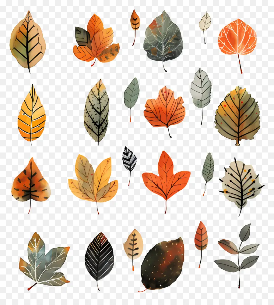 Autumn Leaves，Pinturas Em Aquarela PNG