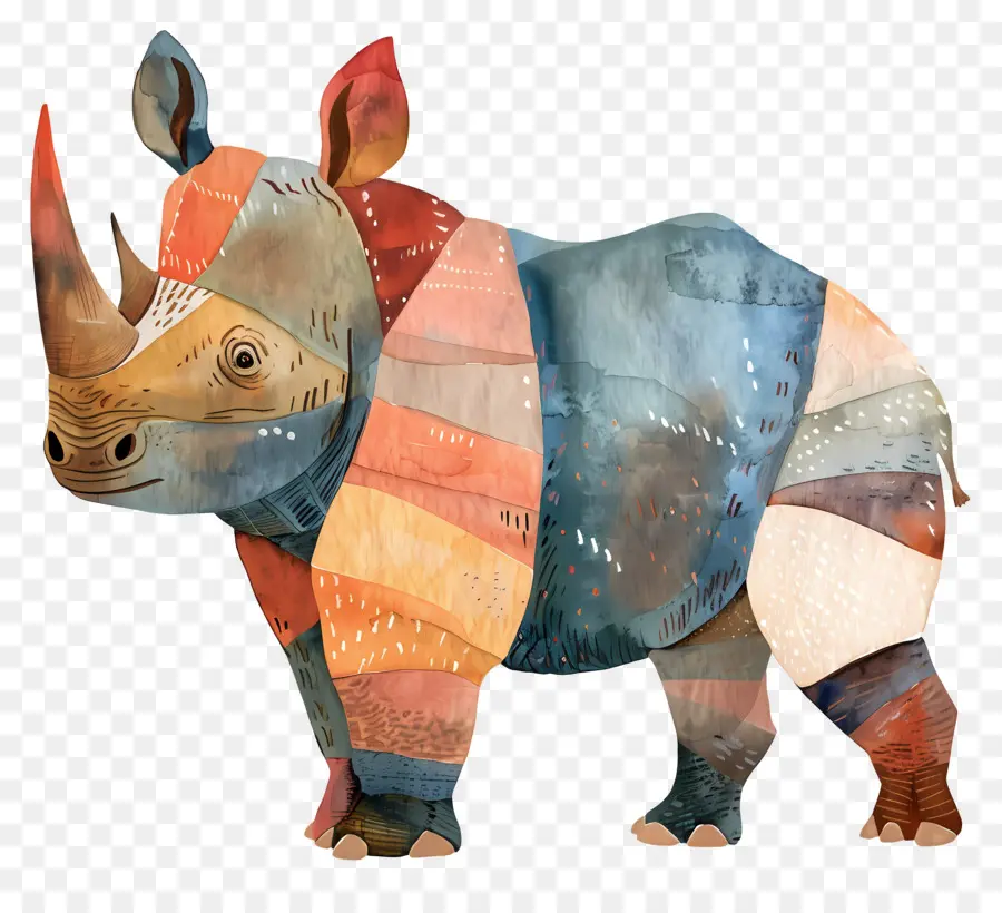 Rhino，Pintura Em Aquarela PNG