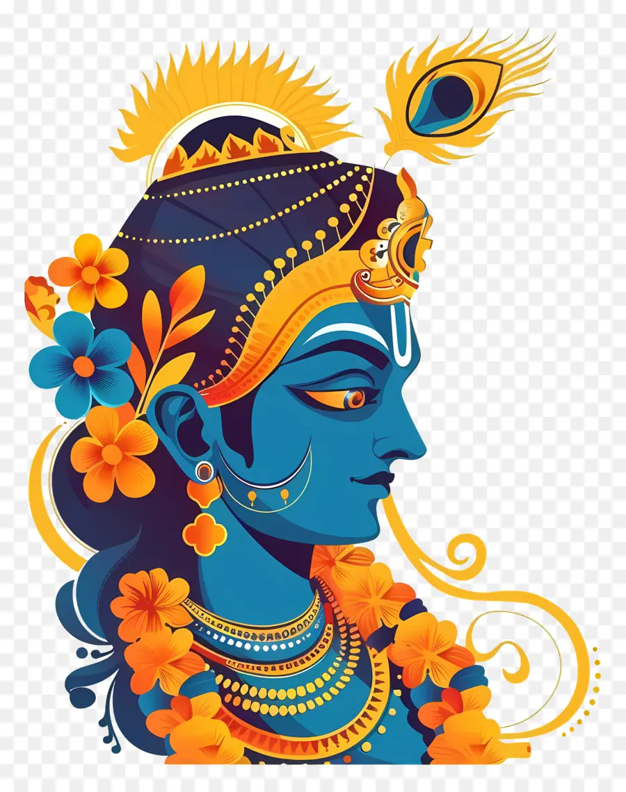 Krishna Janmashtami，Divindade Azul PNG