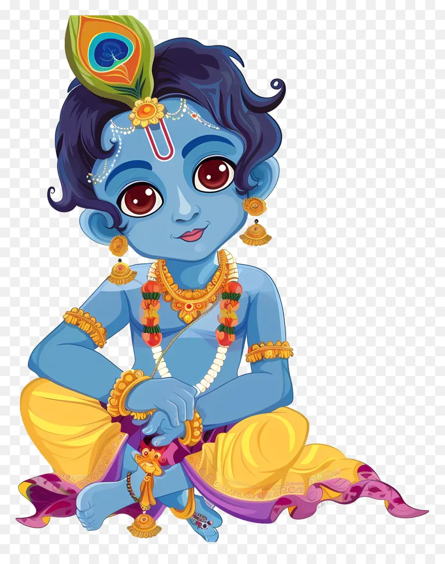 Krishna Janmashtami，Divindade De Pele Azul PNG