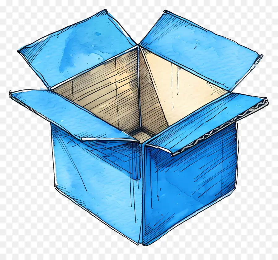 Caixa De Papelão，Caixa Azul PNG