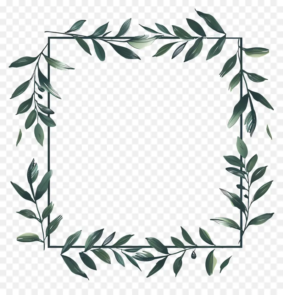 Quadro De Retângulo Simples，Verde, Coroa De Flores PNG