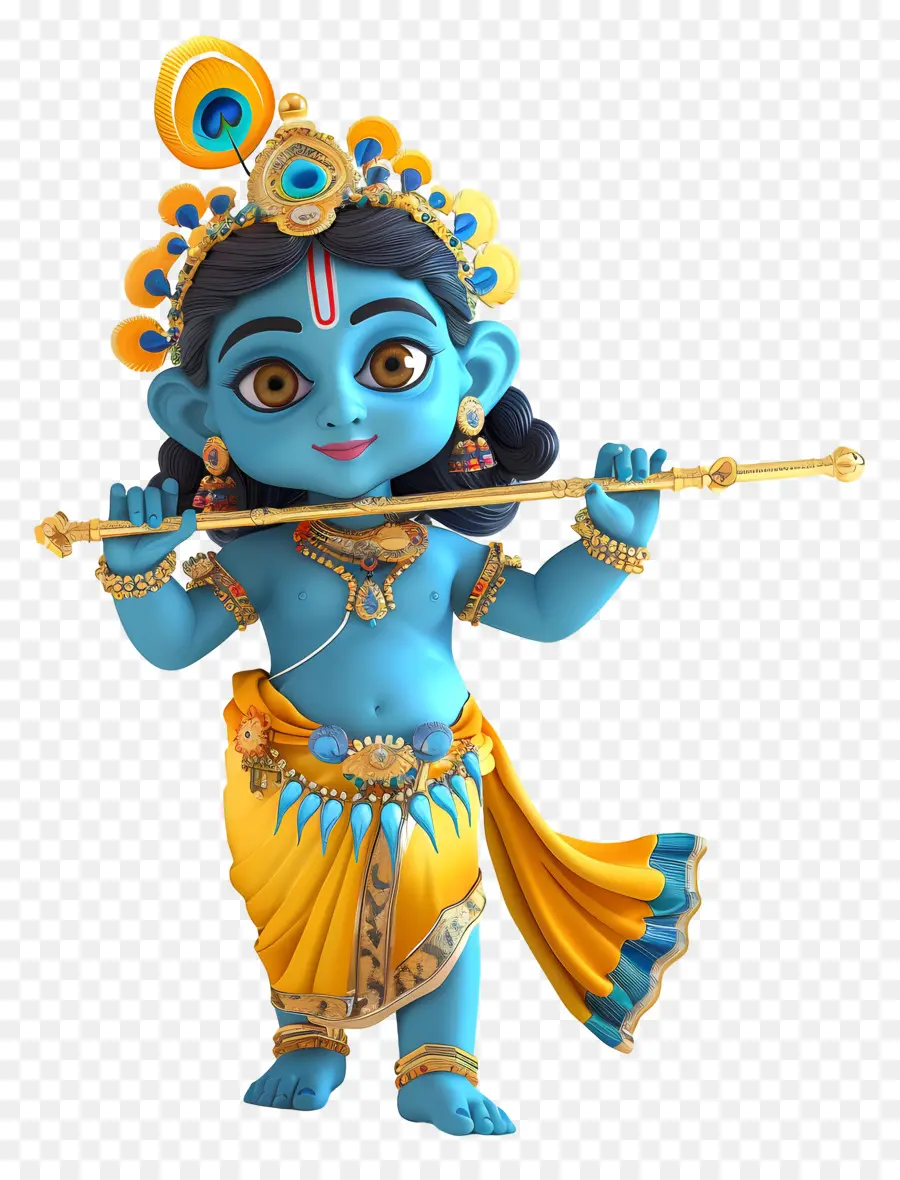 Krishna Janmashtami，Personagem De Desenho Animado Azul PNG