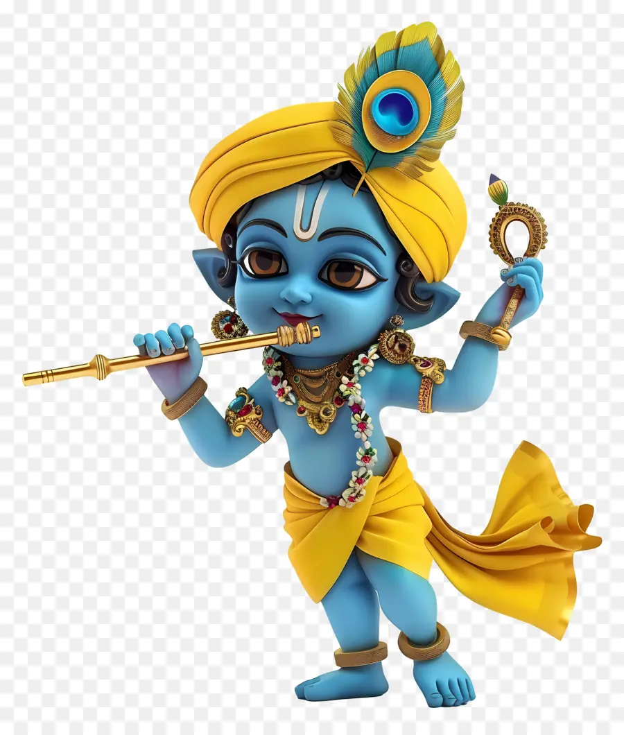 Krishna Janmashtami，Personagem De Desenho Animado Azul PNG