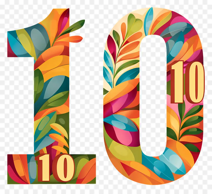 Número 10，Número Colorido 10 PNG