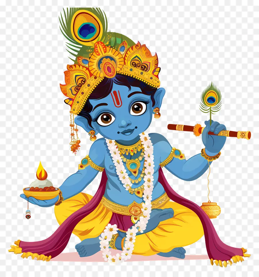 Krishna Janmashtami，Divindade Azul PNG