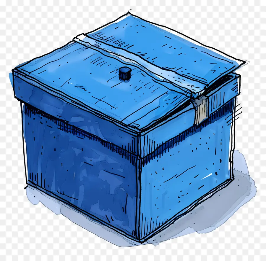 Caixa De Papelão，Caixa Azul PNG