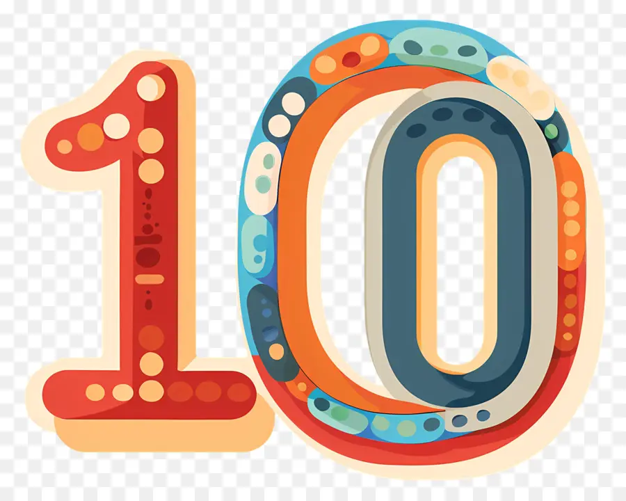 Número 10，Colorido PNG