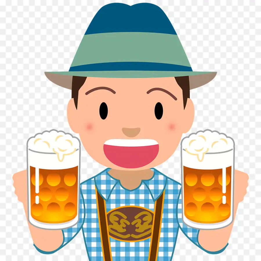 Oktoberfest，Homem Com Cervejas PNG