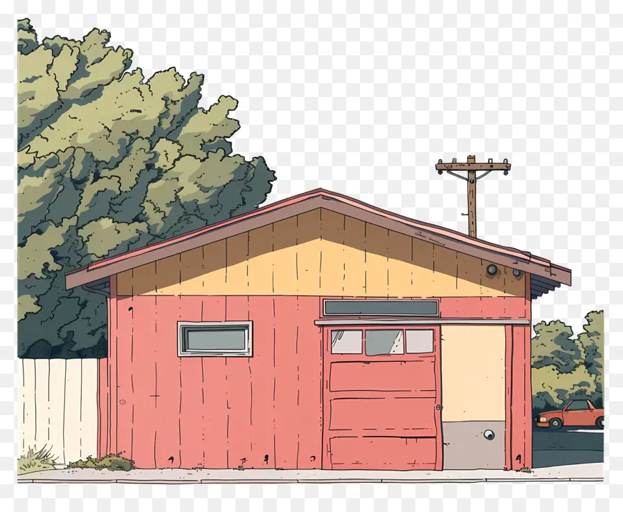 Garagem，Casa Pequena E Fofa De Doodle PNG