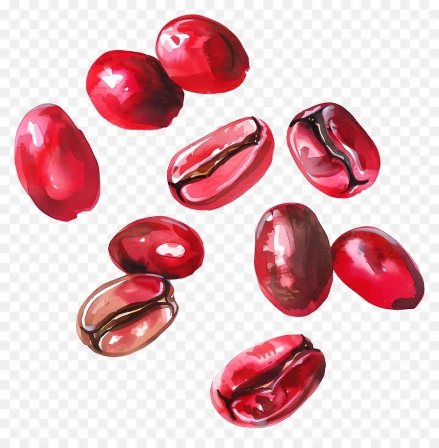 Grãos De Café，Vermelho PNG