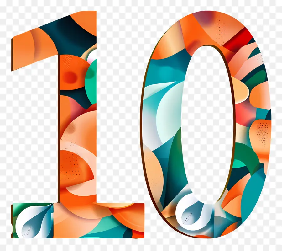 Número 10，Número Colorido 10 PNG