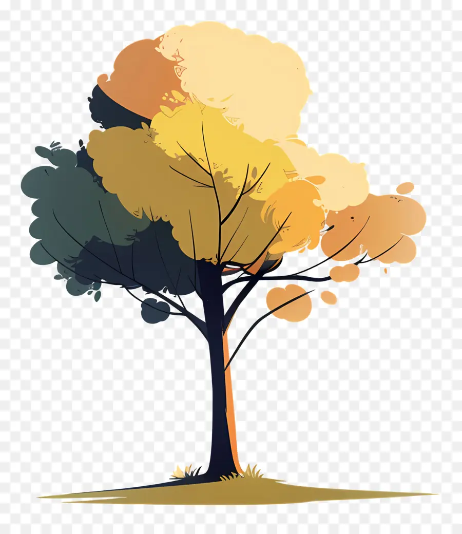 Cartoon árvore，Outono PNG
