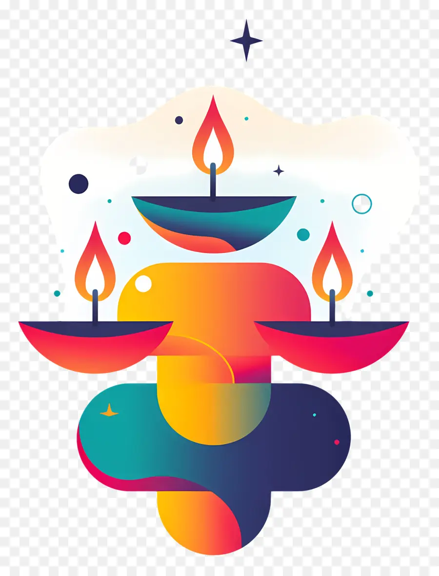 Diwali，Velas Coloridas PNG