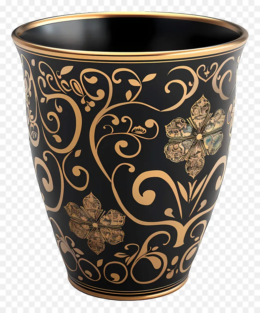 Copo Preto Estampado，Vaso Decorativo PNG