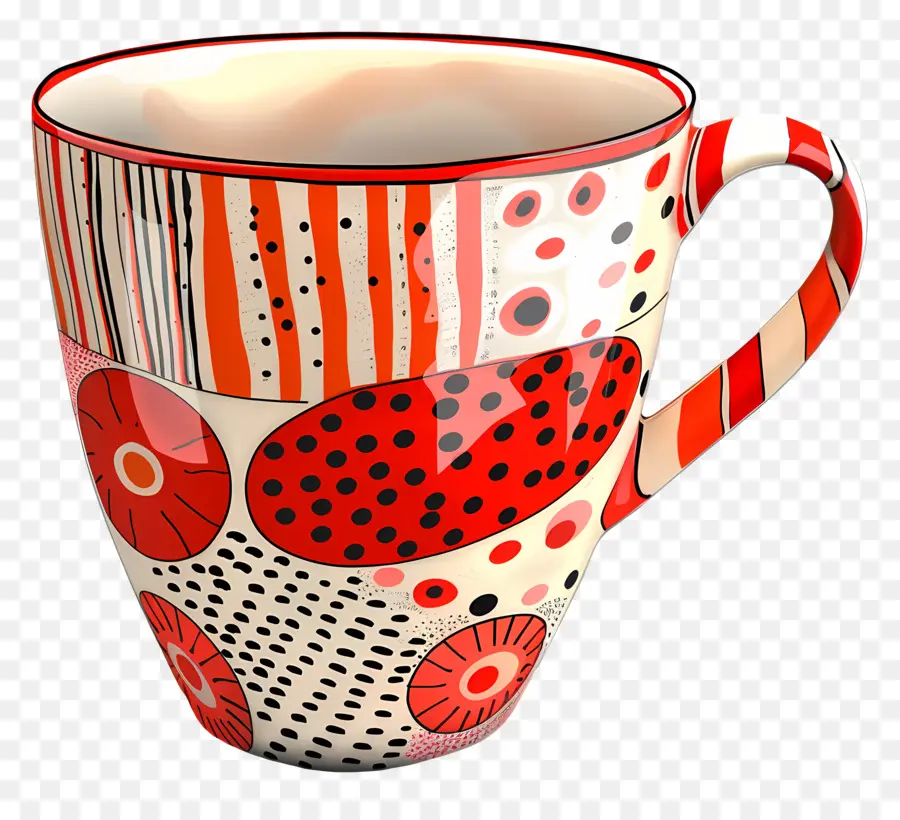 Copo Vermelho Estampado，Caneca Colorida PNG