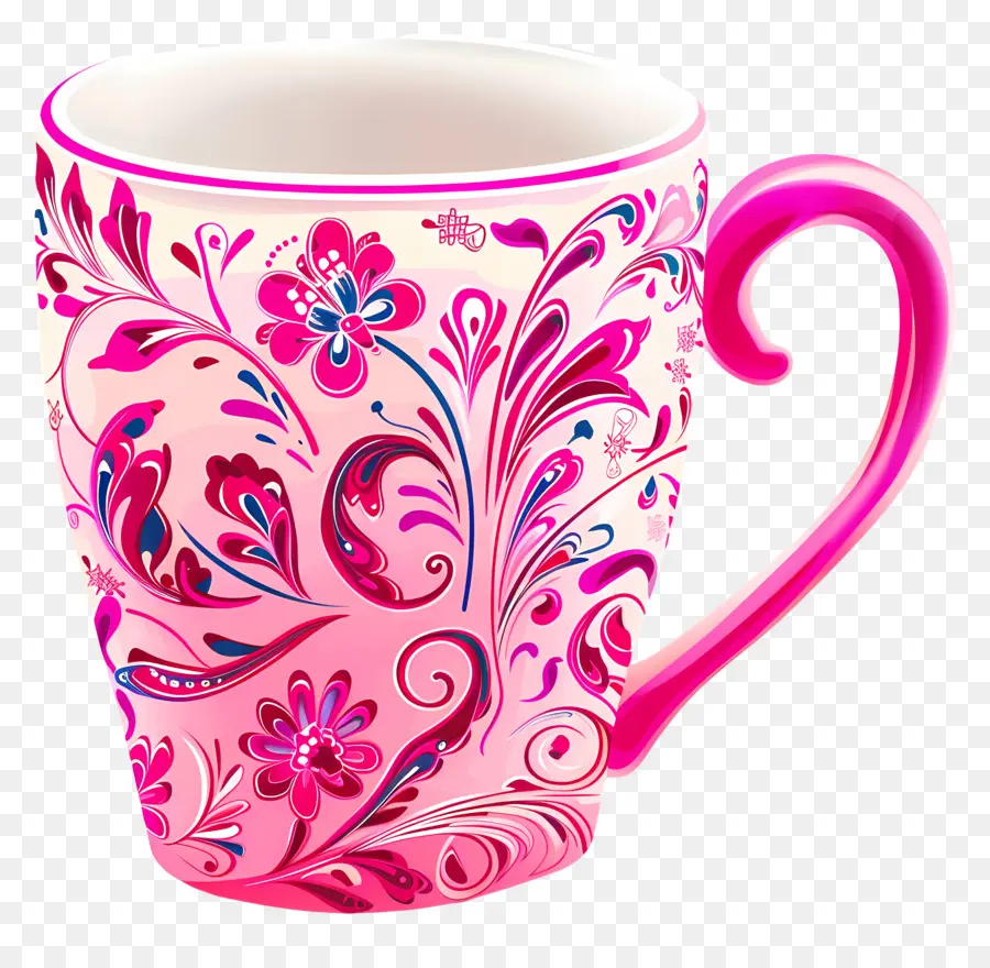 Copo Rosa Estampado，Caneca Vermelha PNG