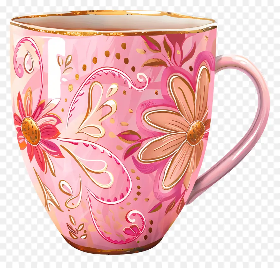 Copo Rosa Estampado，Caneca Decorativa PNG