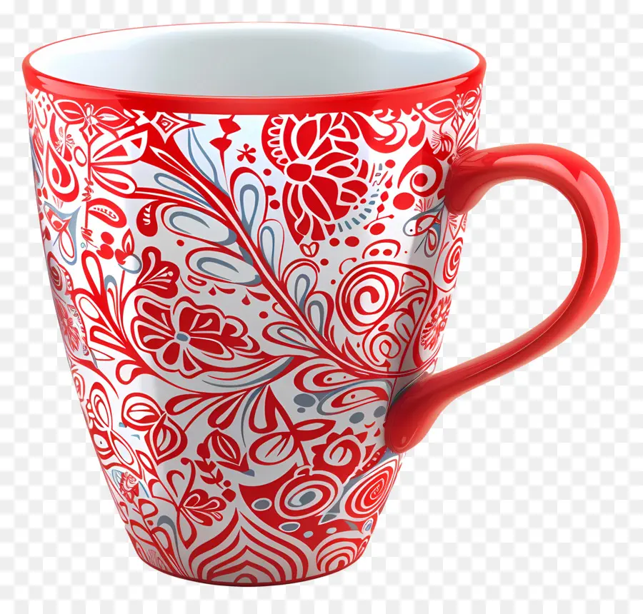 Copo Vermelho Estampado，Caneca Vermelha PNG