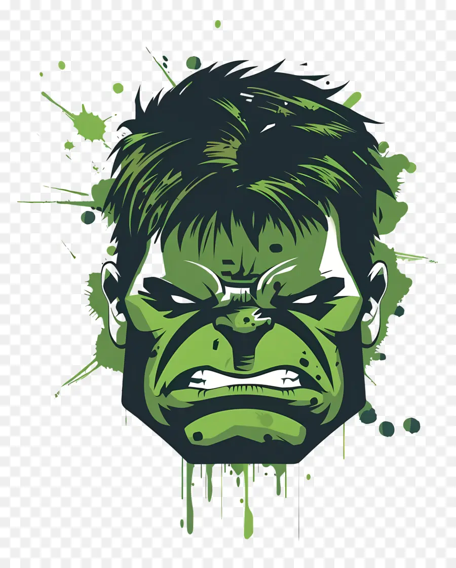 Cabeça De Hulk，Cara Verde Irritada PNG