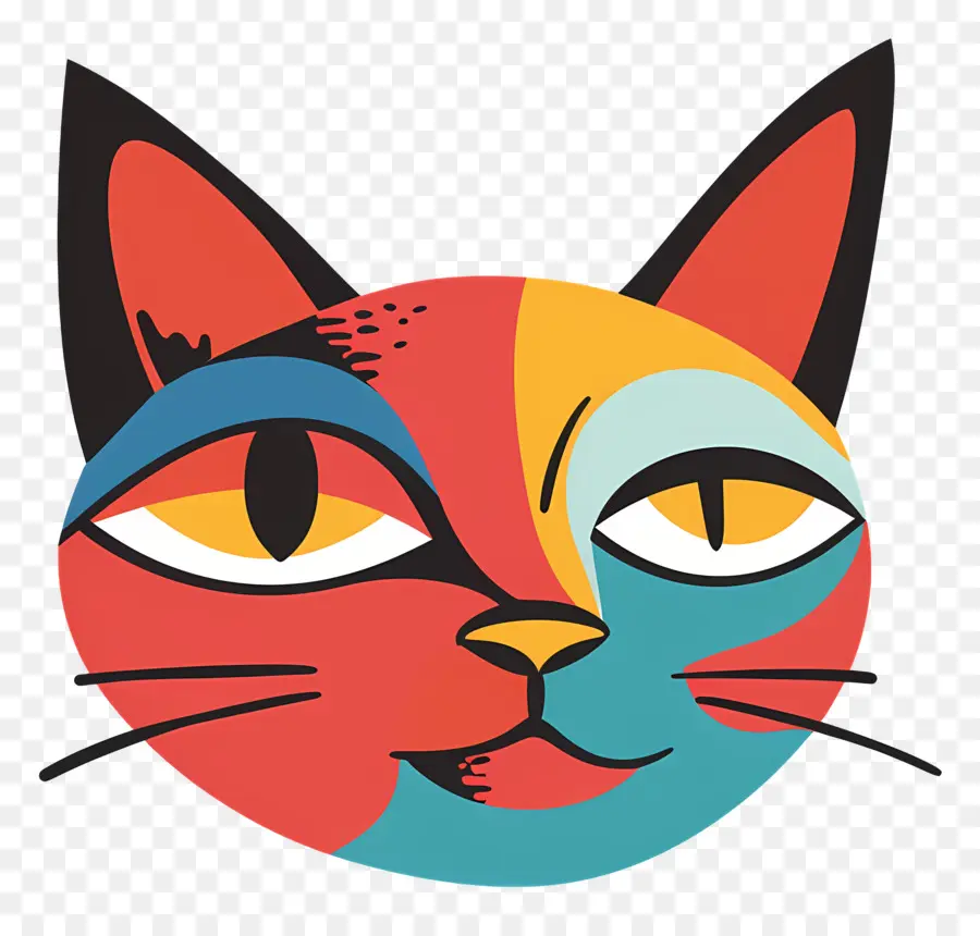 Cabeça De Gato，Cara De Gato Colorida PNG