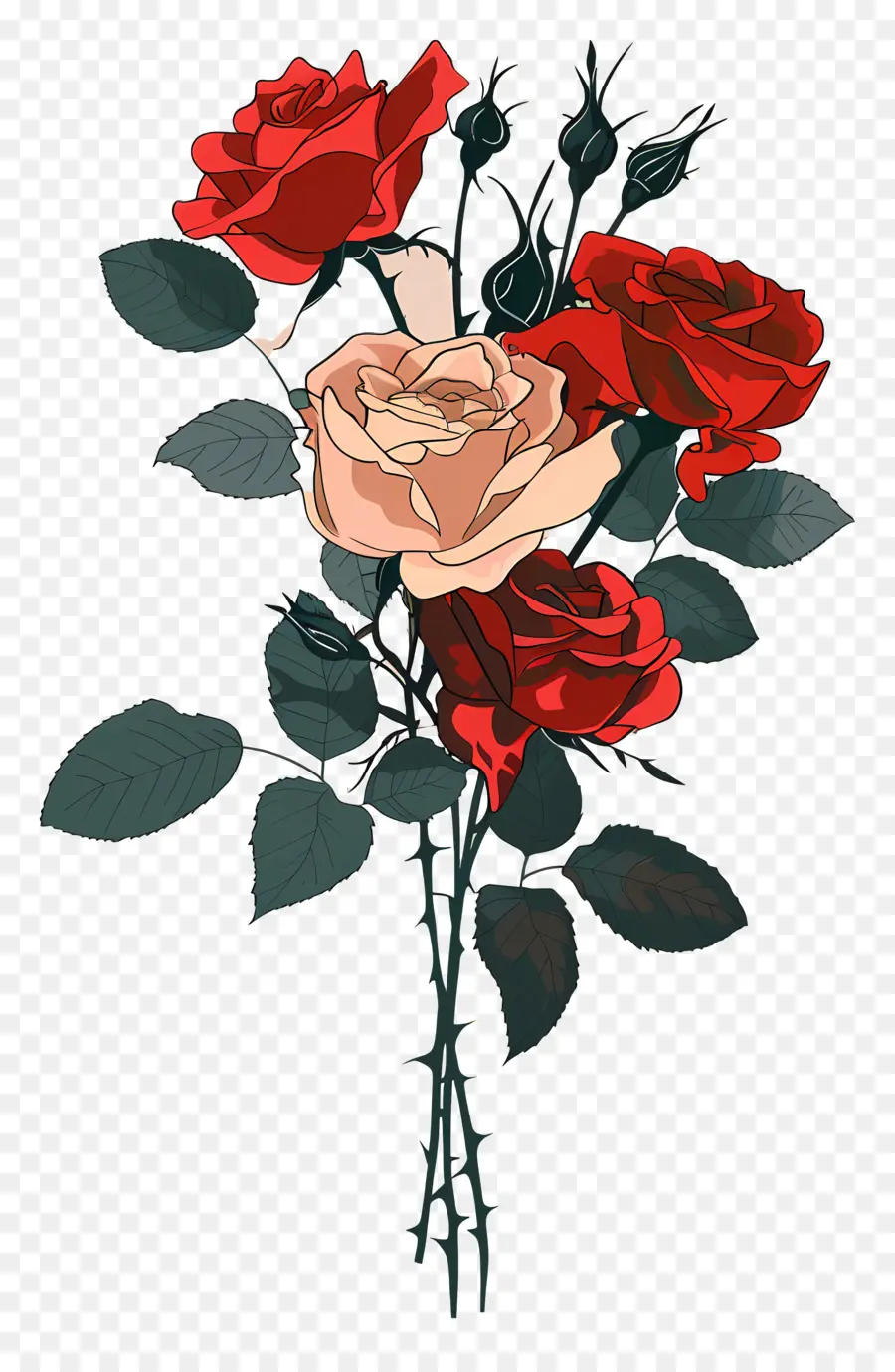 Rose Bouquet，Rosas Vermelhas PNG