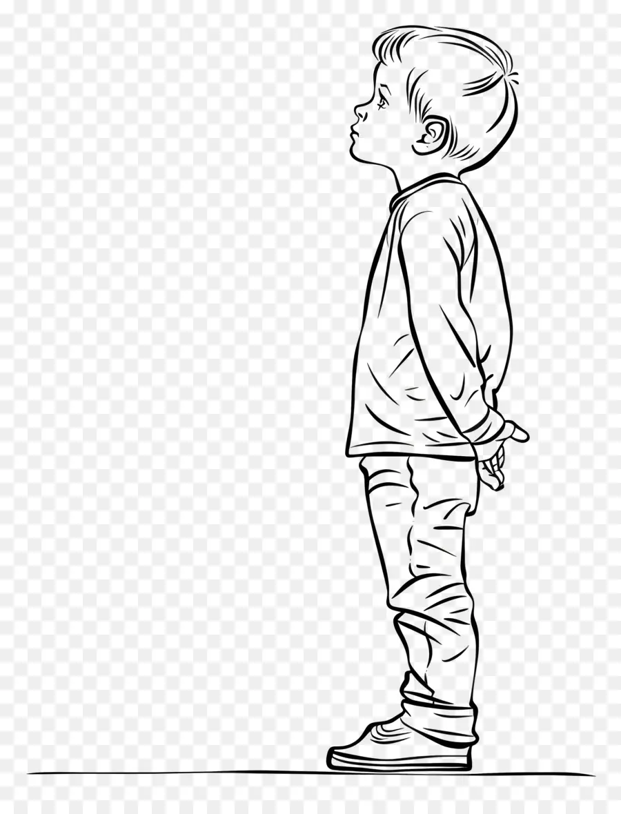 Little Boy，Desenho A Preto E Branco PNG