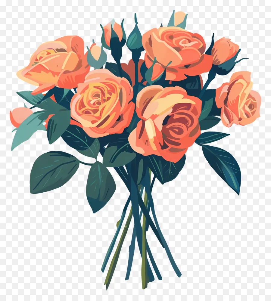 Rose Bouquet，Laranja As Rosas PNG