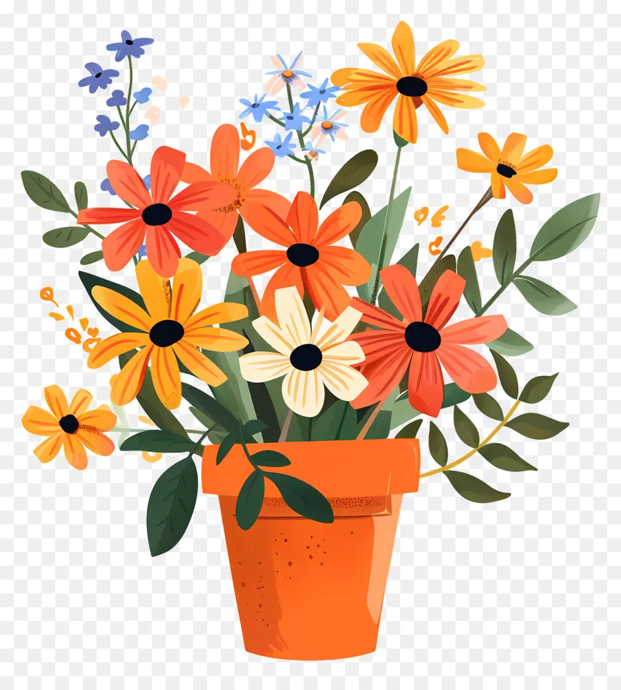Flores Na Panela，Flores Coloridas PNG