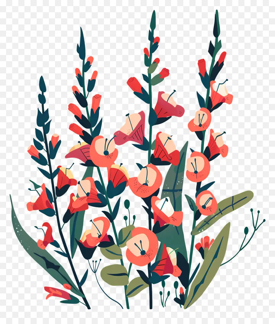 Snapdragons，Flores Vermelhas PNG