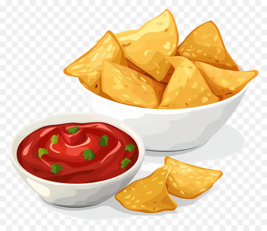 Batatas Fritas E Molho，Nachos Com Salsa PNG