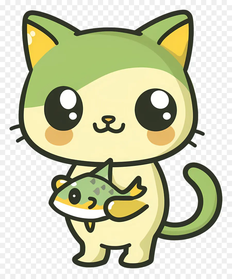 Gato Segurando Peixe，Gato Dos Desenhos Animados PNG