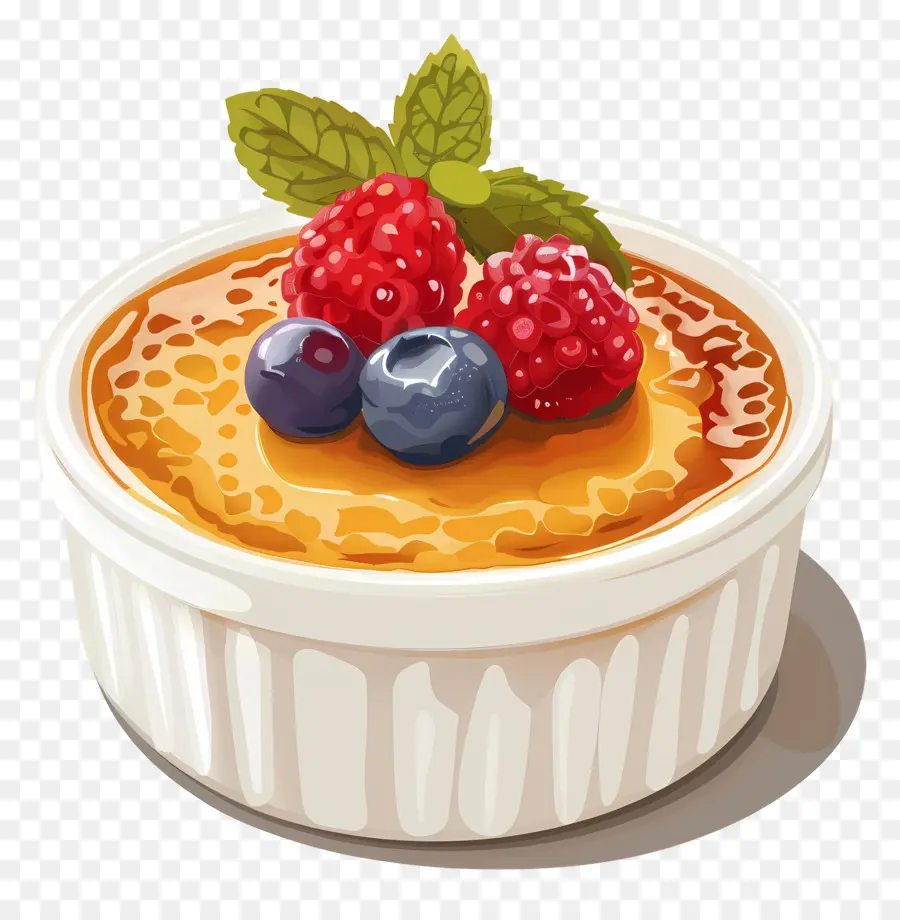 Creme Brulée，Sobremesa Com Bagas PNG