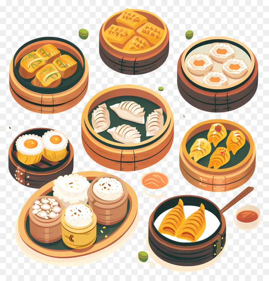 Dim Sum，Bolinhos Cozidos No Vapor PNG