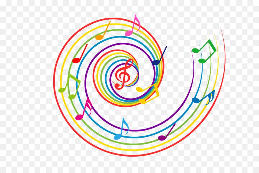 Notas Musicais，Espiral Colorida PNG