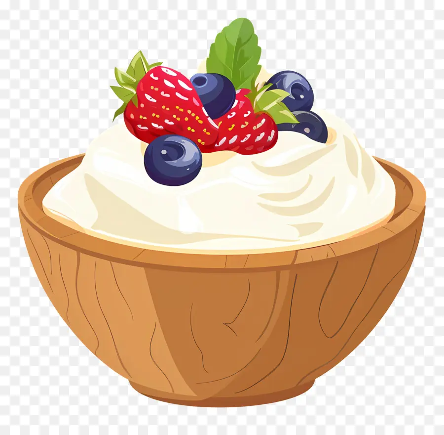 Iogurte，Morangos E Creme PNG