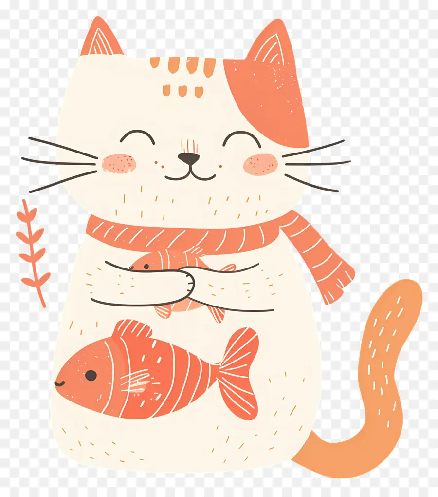 Gato Segurando Peixe，Gato Dos Desenhos Animados PNG