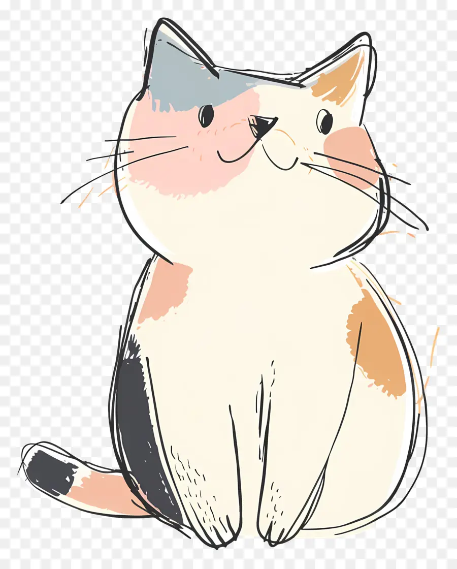 Doodle Cat，Gato Bonito PNG