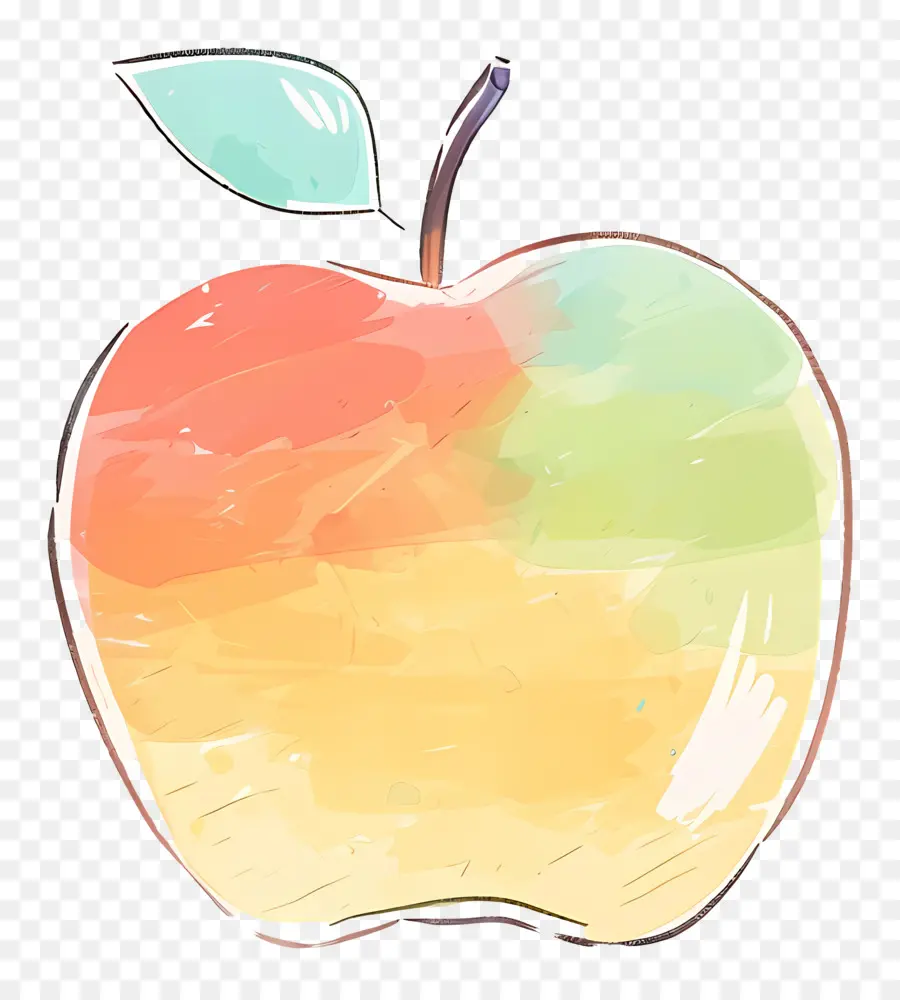 Doodle Apple，Pintura Em Aquarela PNG