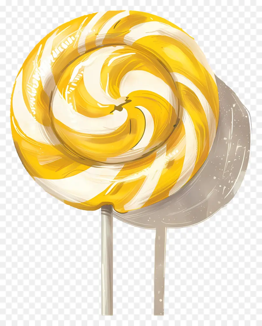 Pirulito，Lollipop Amarelo E Branco PNG