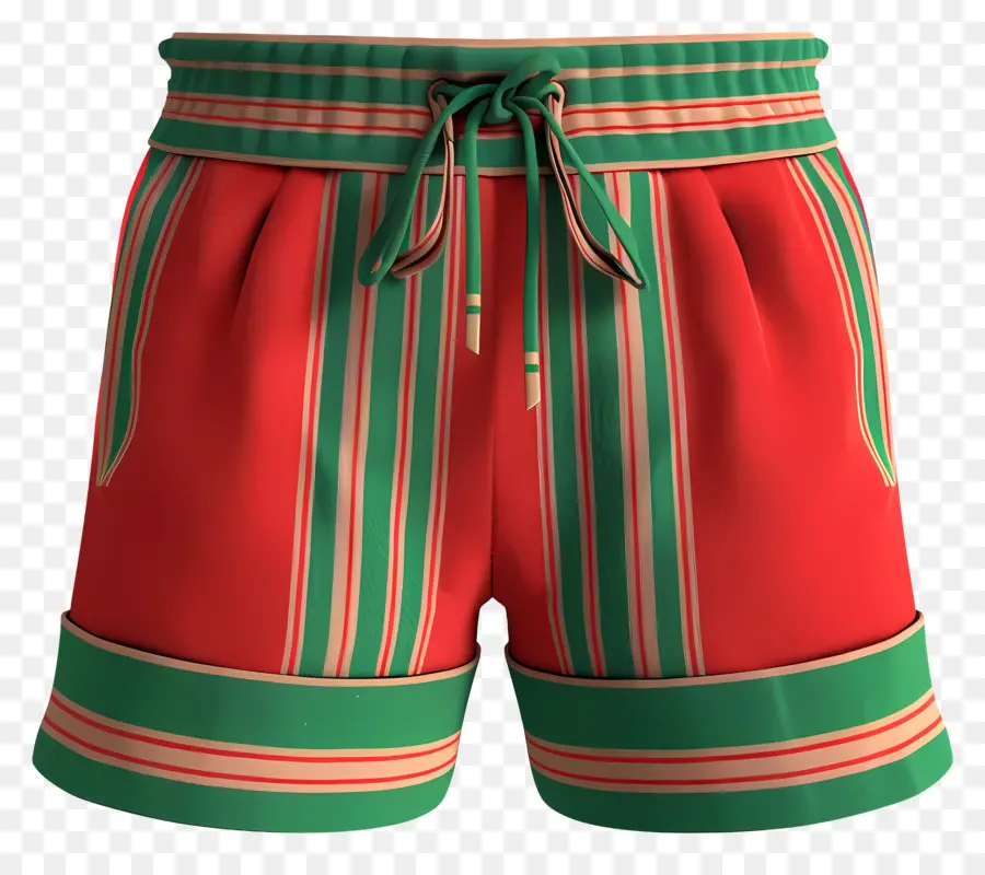 Shorts Vermelho，Shorts Listrados Vermelhos E Verdes PNG