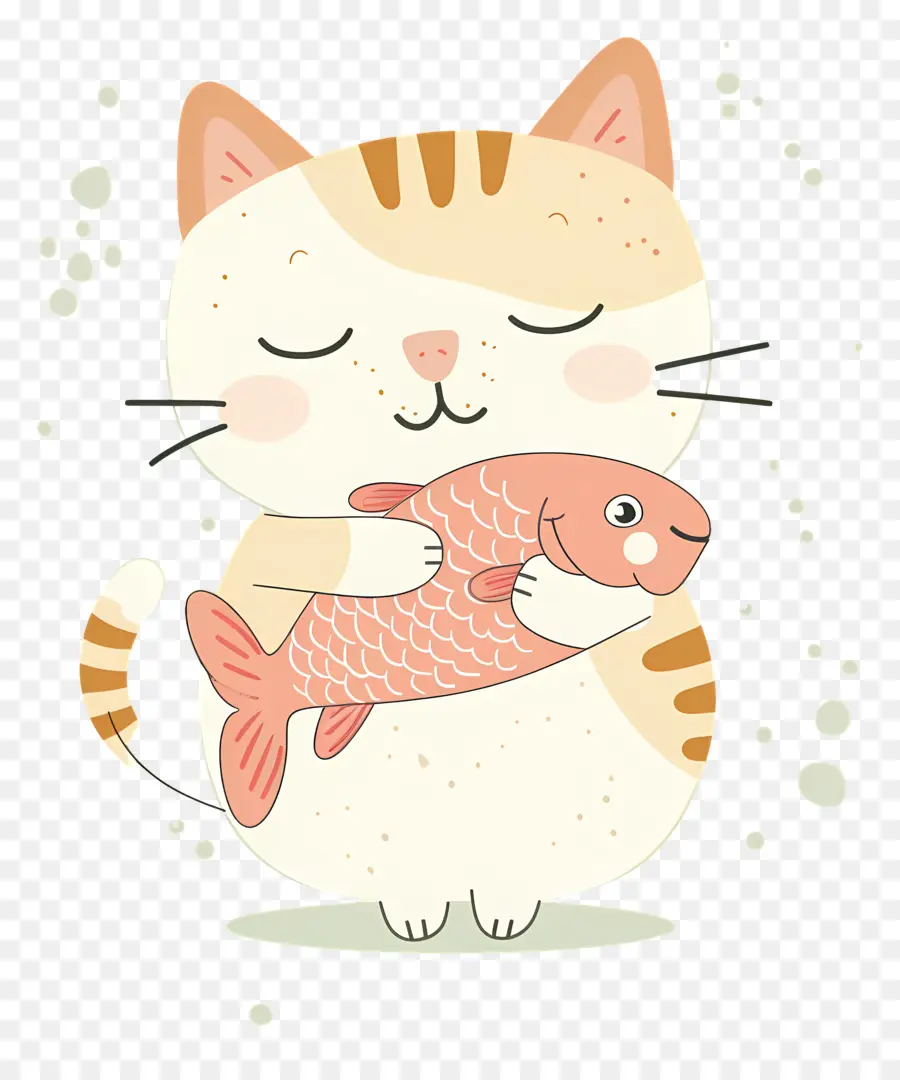 Gato Segurando Peixe，Cartoon PNG