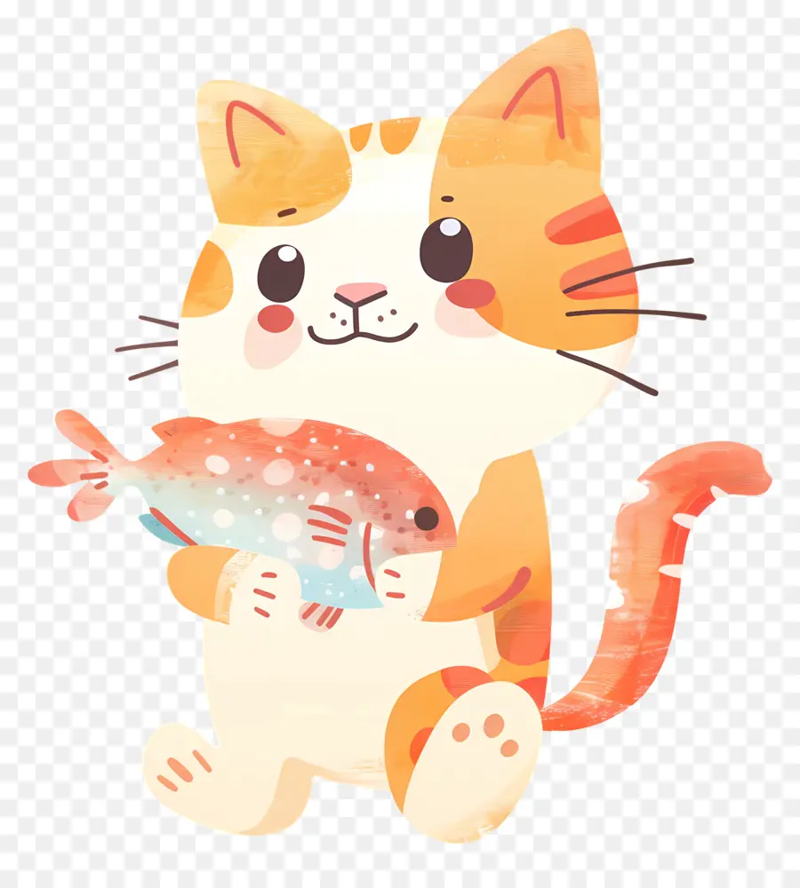 Gato Segurando Peixe，Gato Bonito PNG