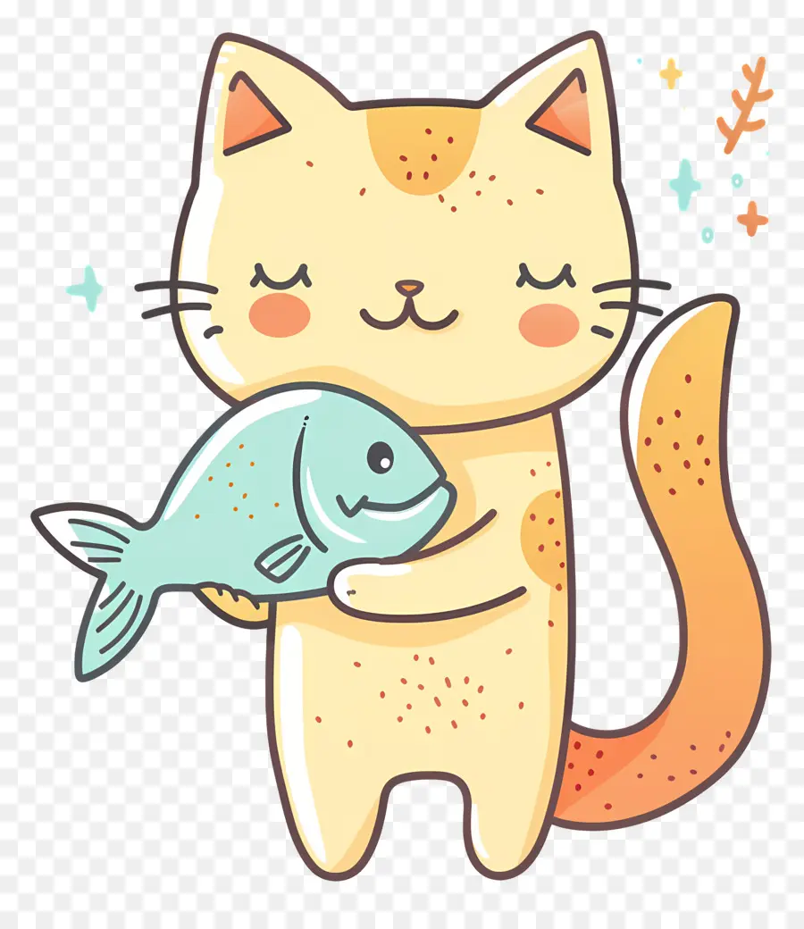 Gato Segurando Peixe，Gato Dos Desenhos Animados PNG