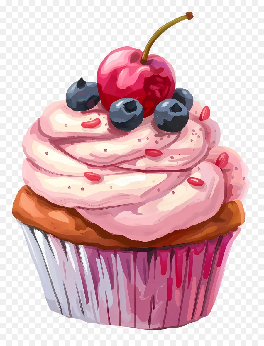 Cupcake，Gelo Rosa PNG