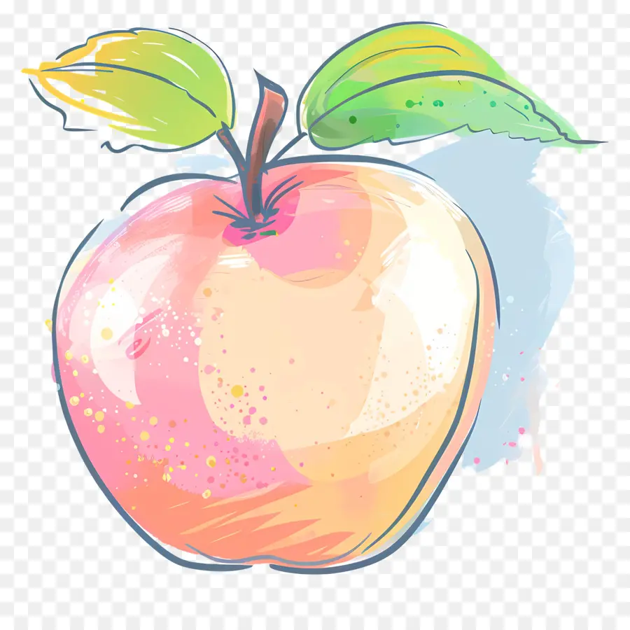 Doodle Apple，Pintura Em Aquarela PNG