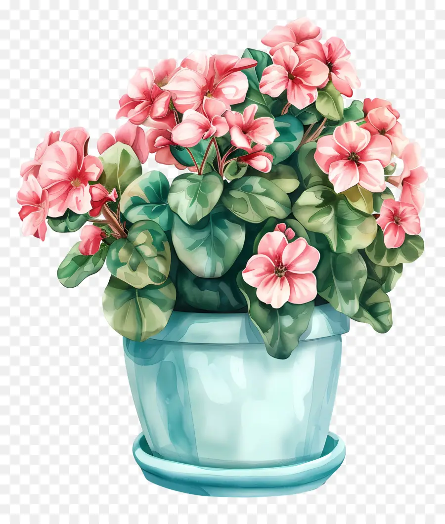 Flores Na Panela，Pintura Em Aquarela PNG