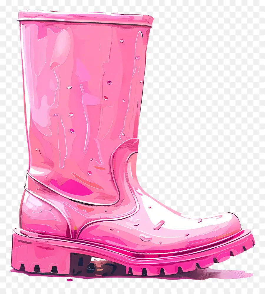 Bota De Borracha Rosa，As Gotas De água PNG