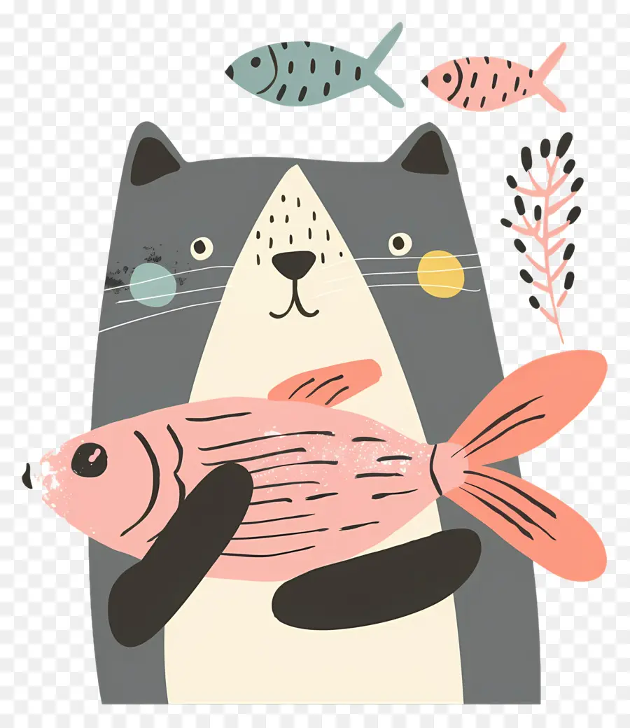 Gato Segurando Peixe，Gato PNG