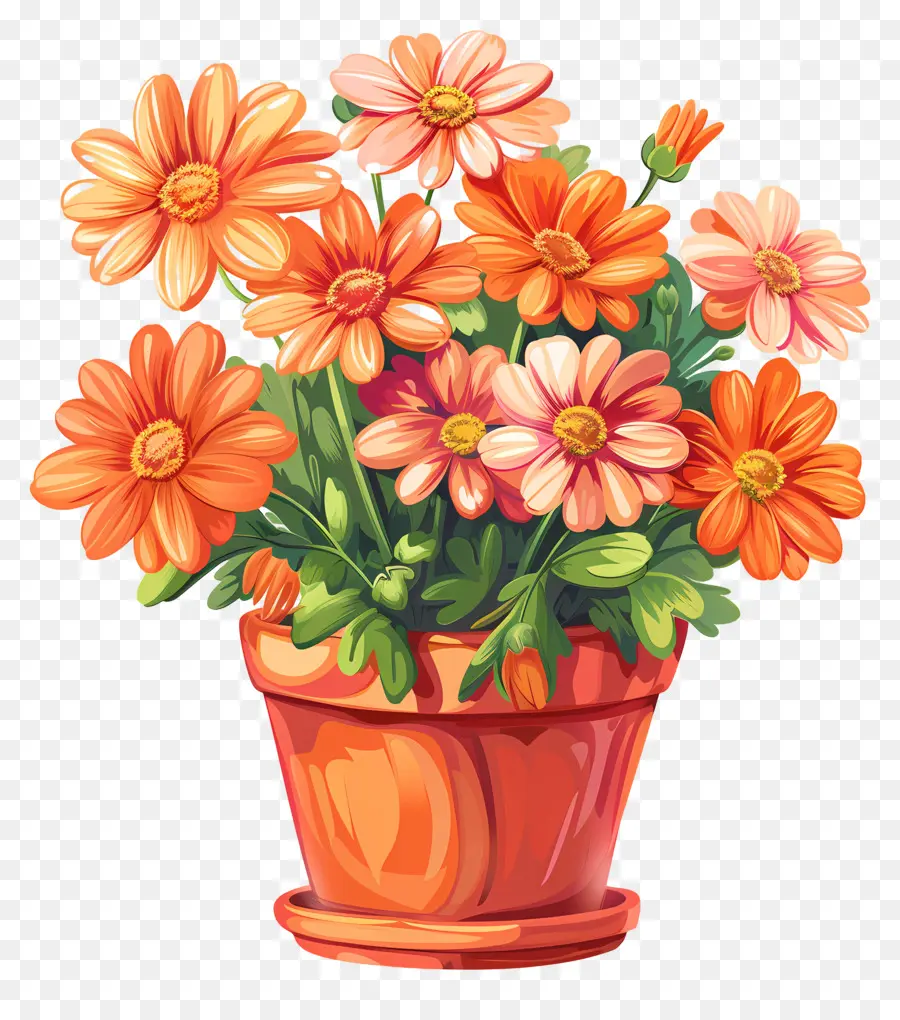 Flores Na Panela，Buquê Colorido PNG